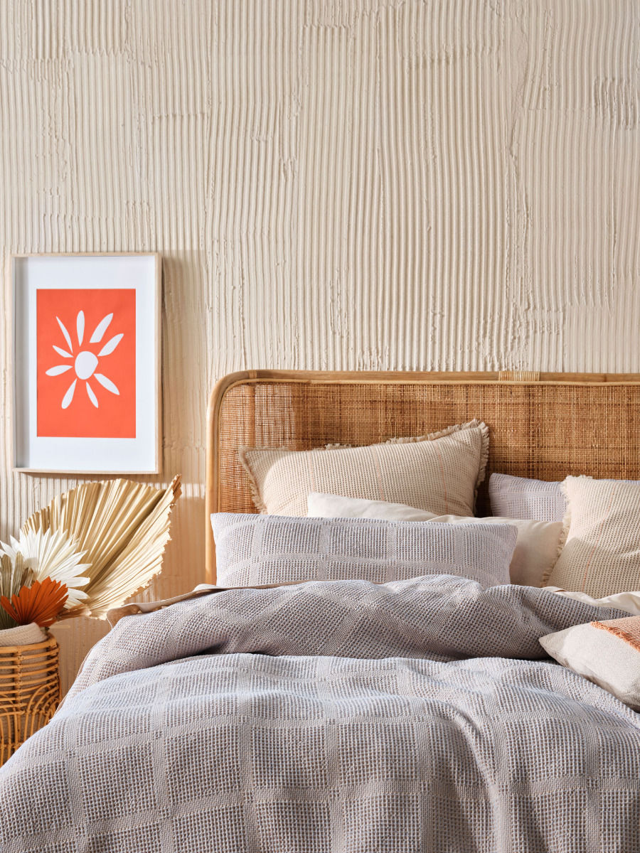 LINEN HOUSE GALICIA BLUE-SAND QUILT COVER SET Linen House