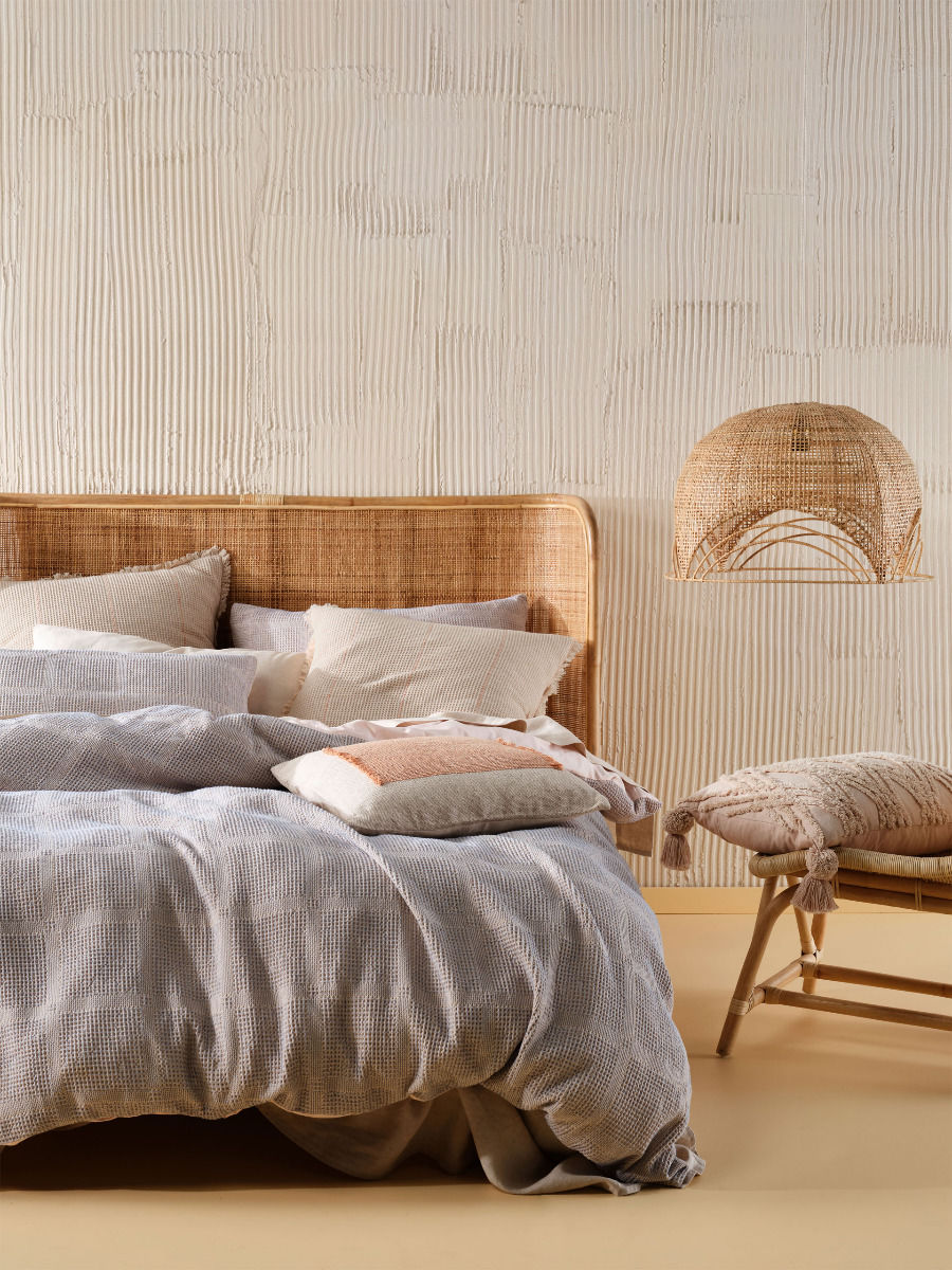 LINEN HOUSE GALICIA BLUE-SAND QUILT COVER SET Linen House