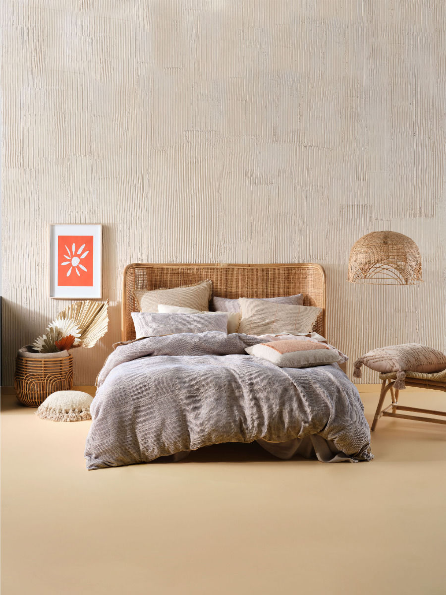 LINEN HOUSE GALICIA BLUE-SAND QUILT COVER SET Linen House