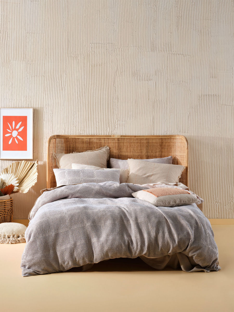 LINEN HOUSE GALICIA BLUE-SAND QUILT COVER SET Linen House