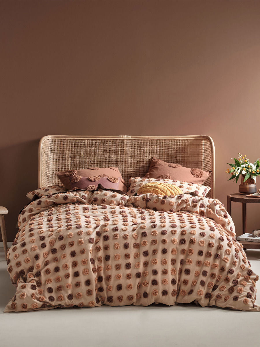 LINEN HOUSE HAZE PECAN QUILT COVER SET Linen House