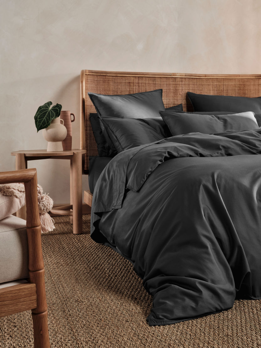 Linen House Nara | Charcoal Quilt Cover Set 400TC