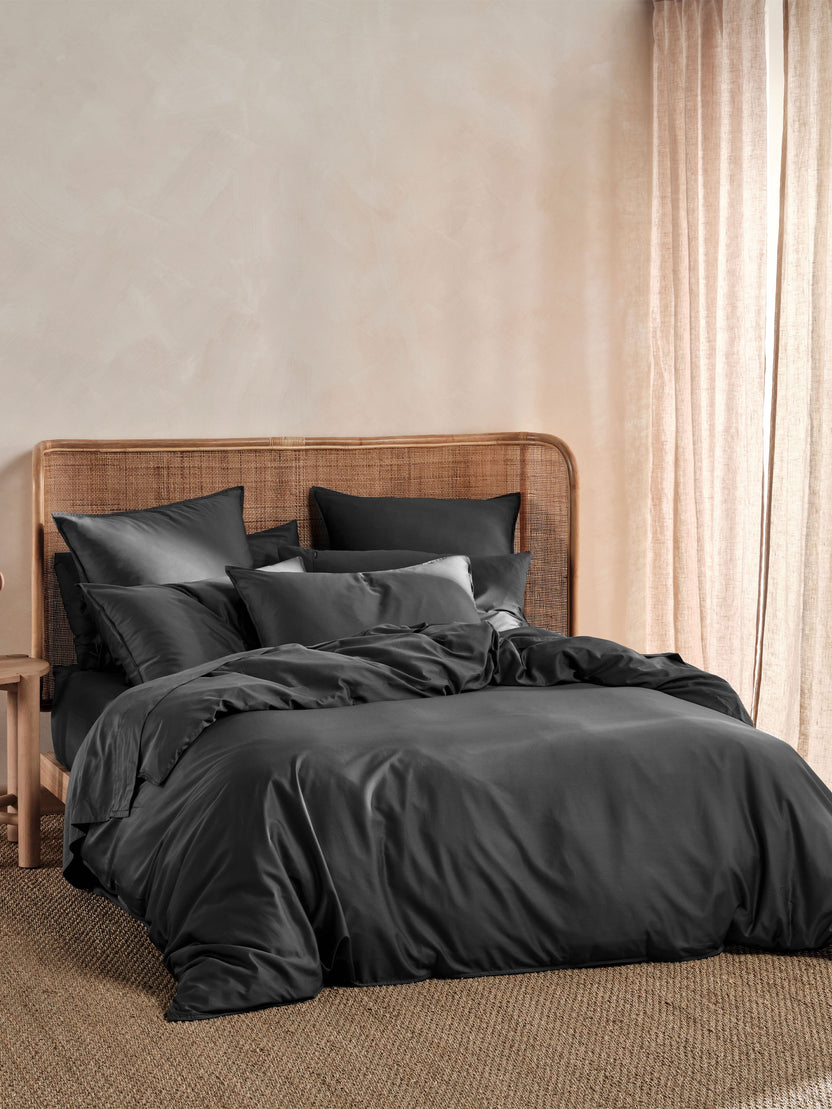 Linen House Nara | Charcoal Quilt Cover Set 400TC