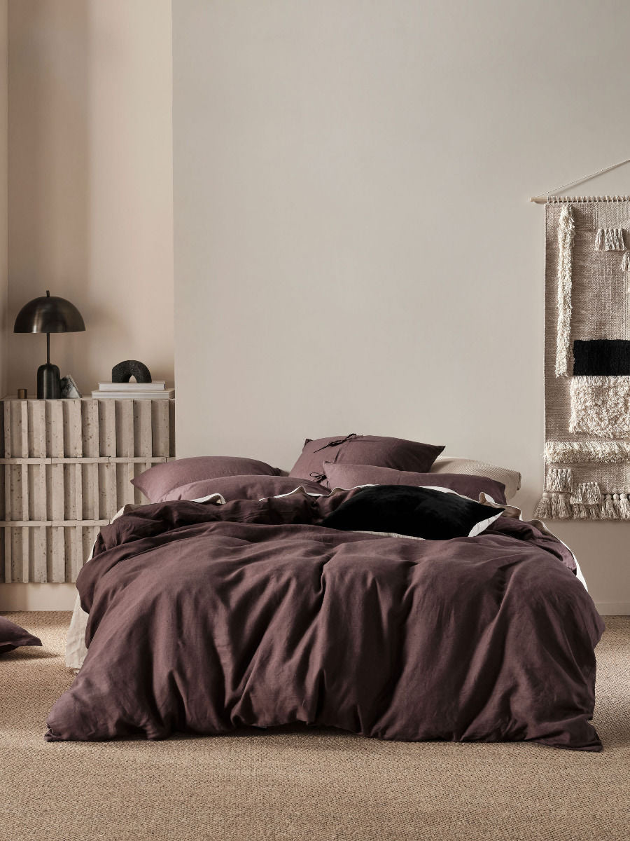 LINEN HOUSE NIMES ESPRESSO LINEN QUILT COVER SET Linen House