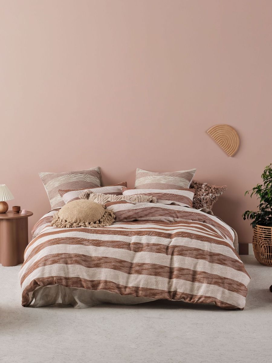 LINEN HOUSE OCEANIA CINNAMON QUILT COVER SET Linen House