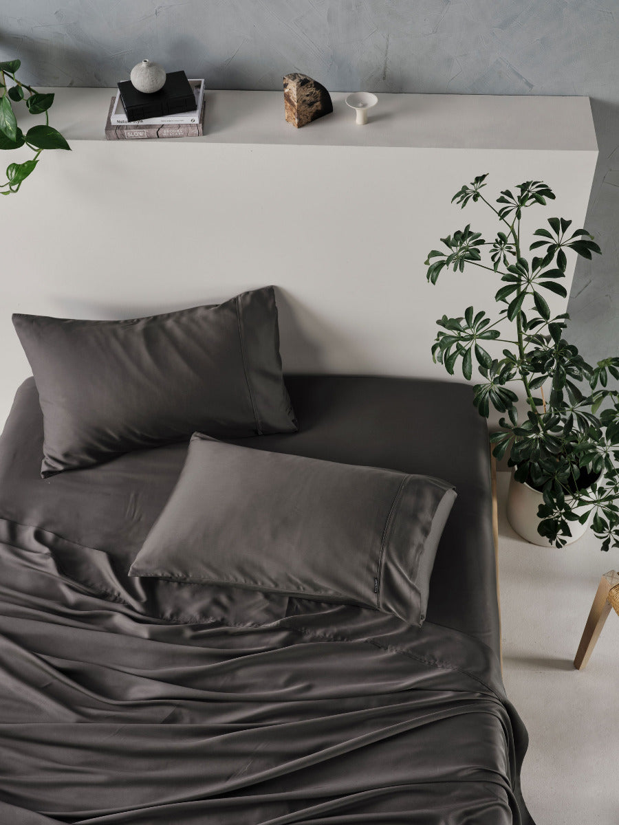 LINEN HOUSE TENCEL SHEET SET - CHARCOAL