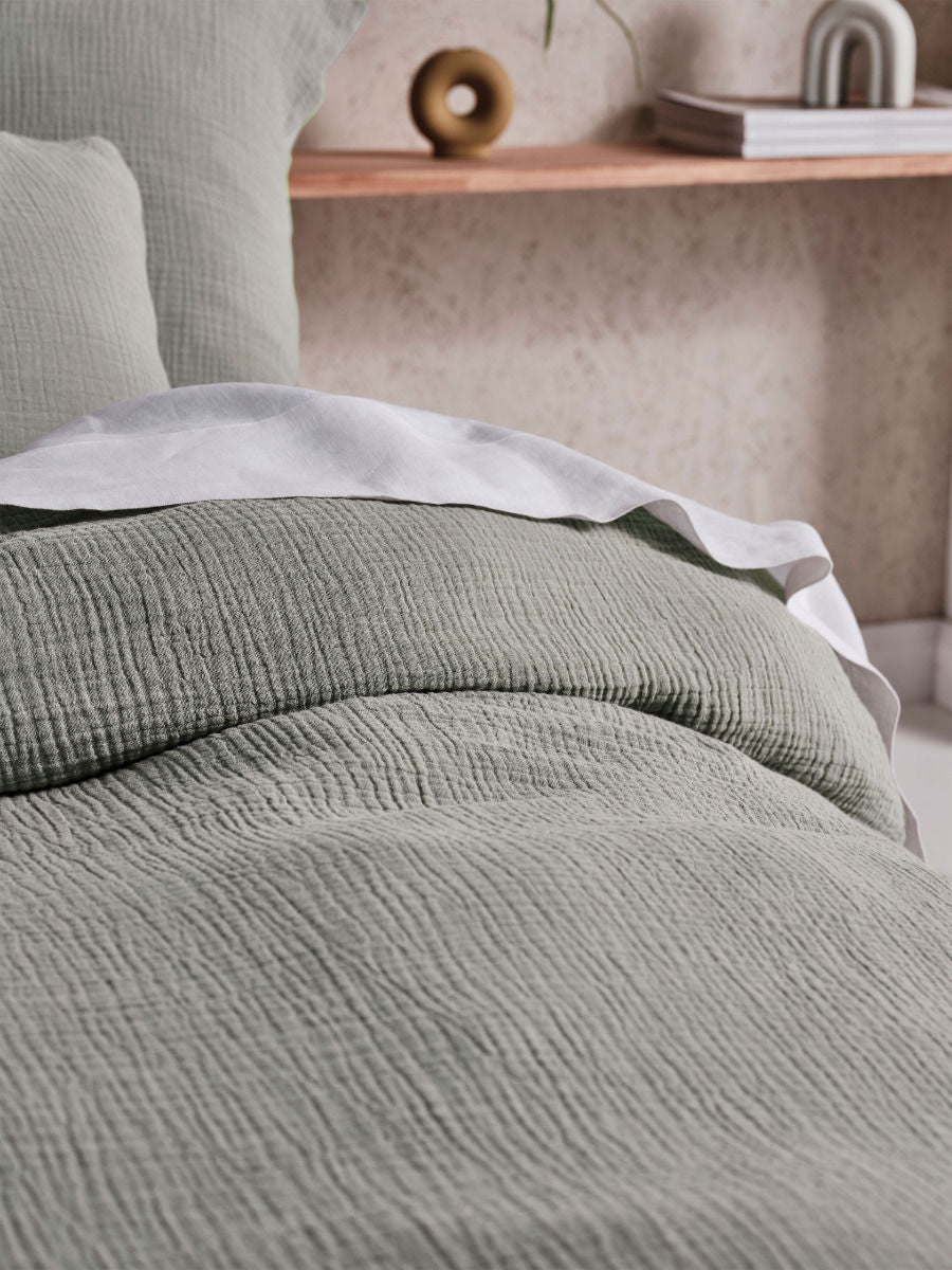 LINEN HOUSE ELYSIAN SAGE QUILT COVER SET Linen House