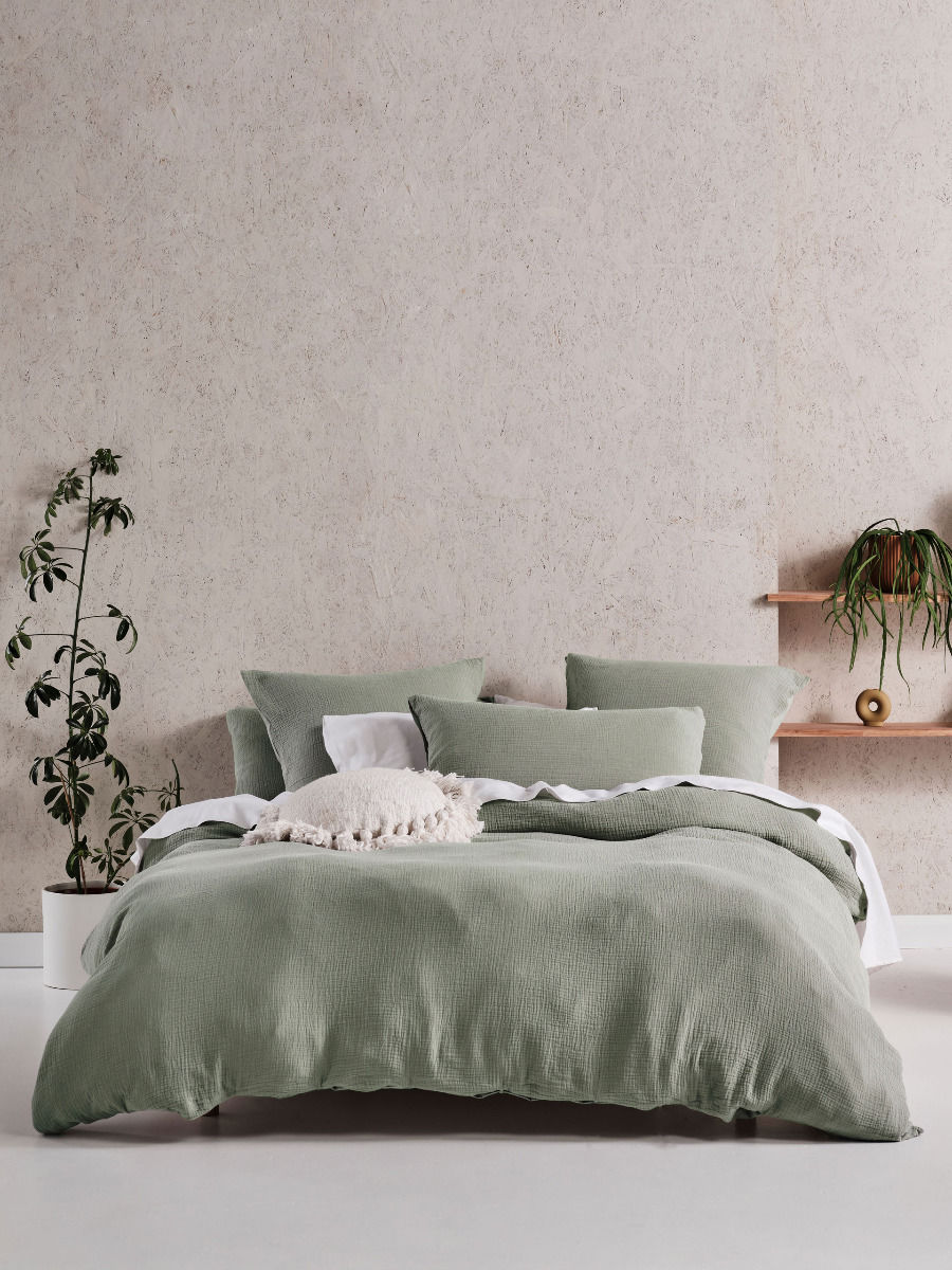 LINEN HOUSE ELYSIAN SAGE QUILT COVER SET Linen House