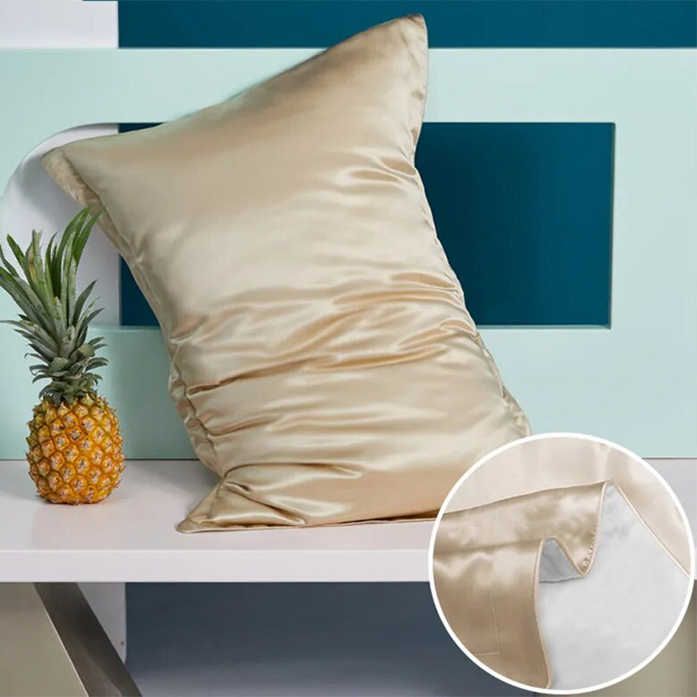 Anyhouz Pillowcase 50x75cm Gold Pure Real Silk For Comfortable And Relaxing Home Bed - Queen Size Pillowcase
