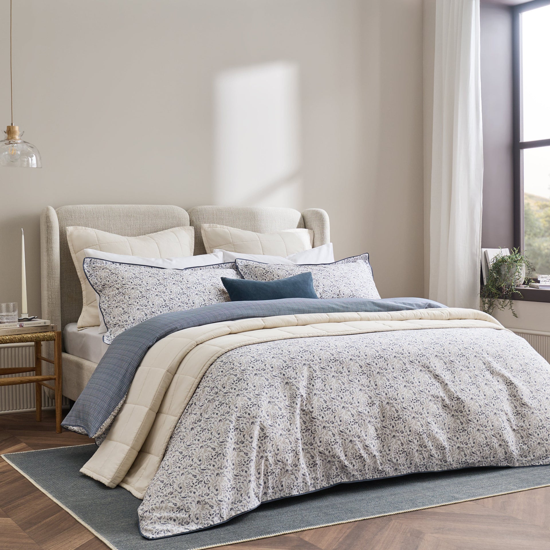 Linen House Bath Mat Christy | Ditsy Gingham Blue Quilt Cover Set