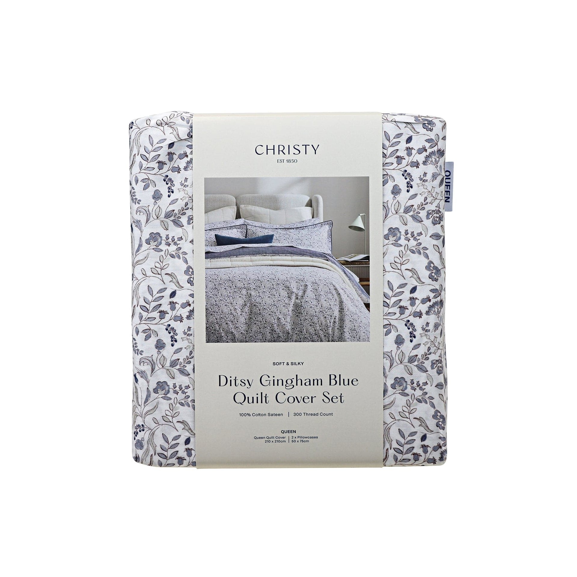 Linen House Bath Mat Christy | Ditsy Gingham Blue Quilt Cover Set