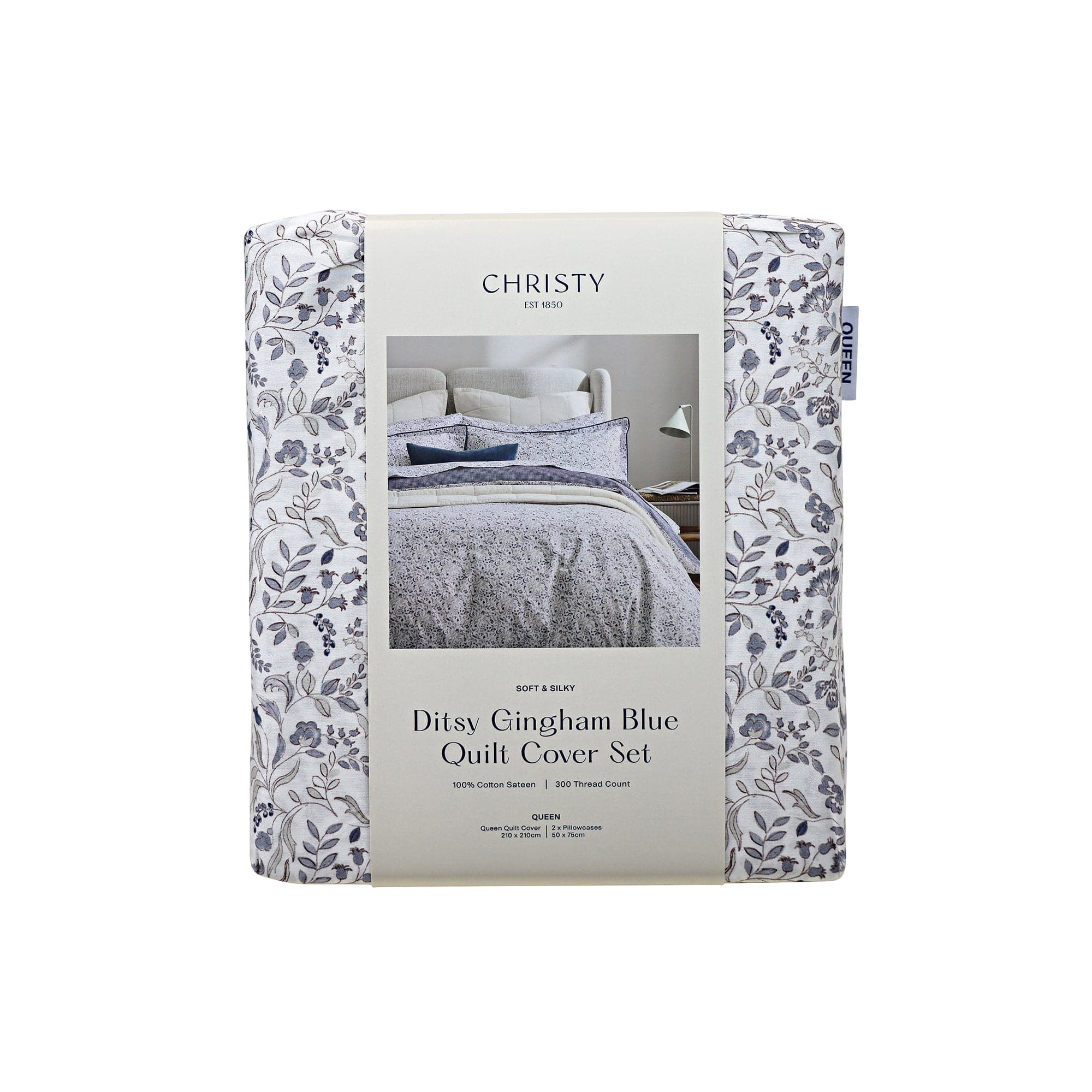 Linen House Bath Mat Christy | Ditsy Gingham Blue Quilt Cover Set