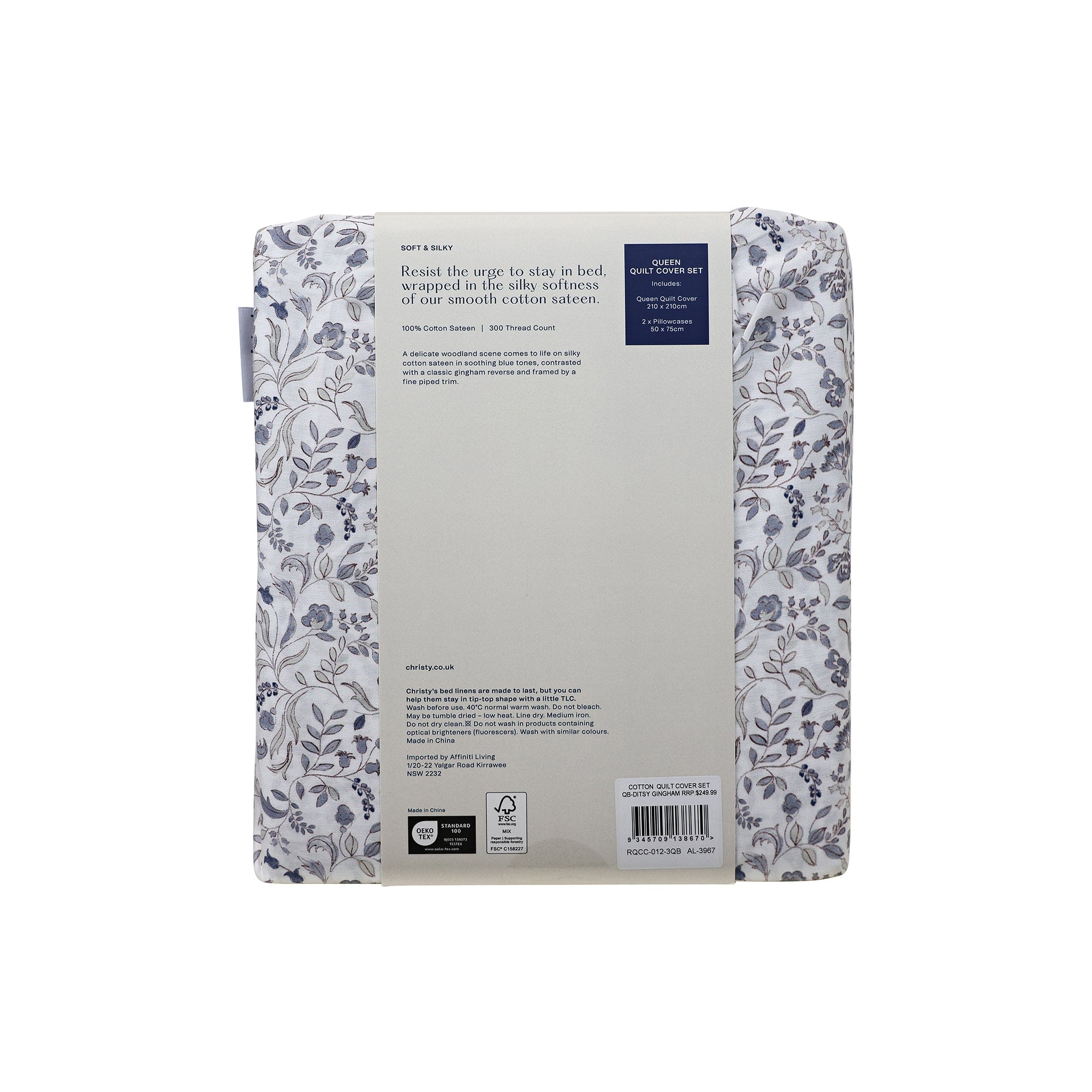 Linen House Bath Mat Christy | Ditsy Gingham Blue Quilt Cover Set