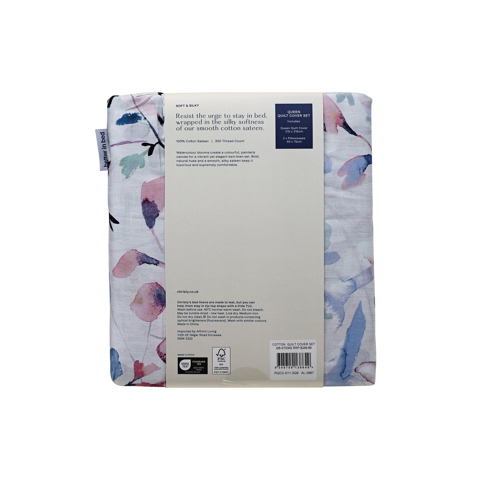 Linen House Bath Mat Christy | Stems Dusty Pink Quilt Cover Set