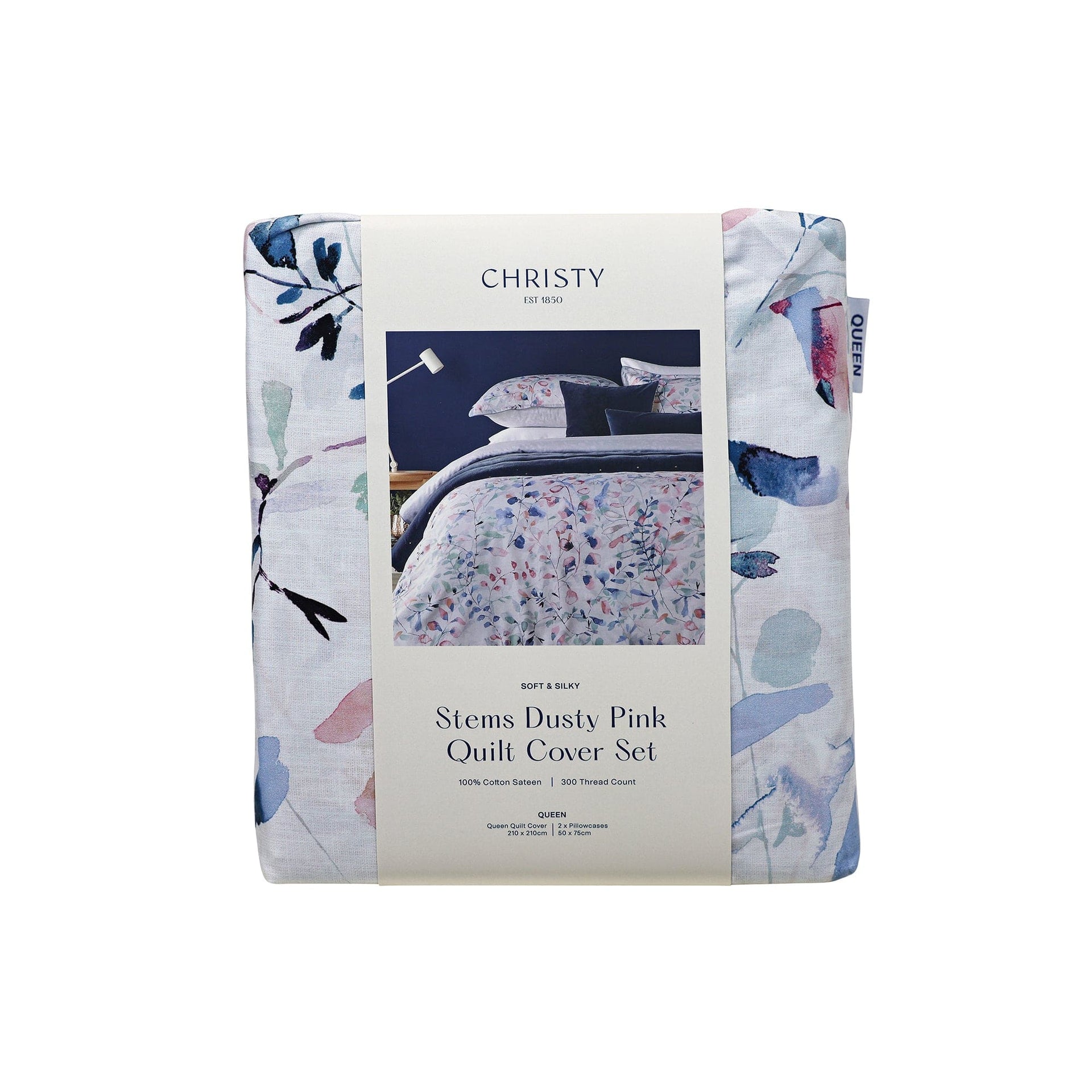 Linen House Bath Mat Christy | Stems Dusty Pink Quilt Cover Set