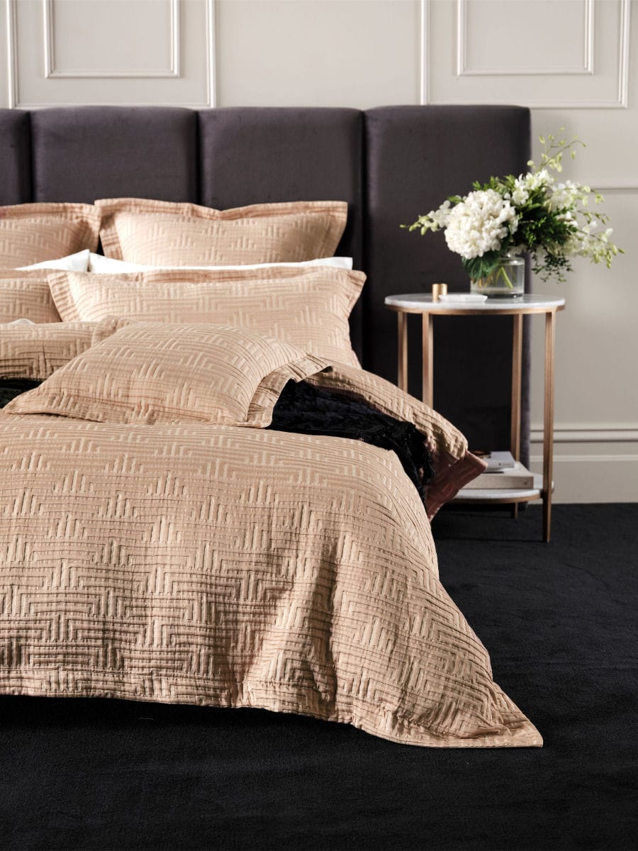 Linen House Quilt Cover GRACE BY LINEN WINSTON GOLD QUILT COVER SET