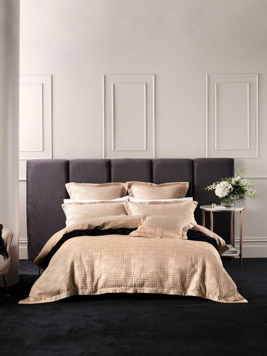 Linen House Quilt Cover GRACE BY LINEN WINSTON GOLD QUILT COVER SET