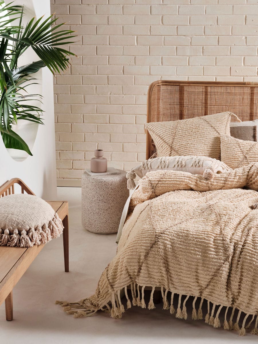 Linen House Quilt Cover LINEN HOUSE ASHA SAND QUILT COVER SET
