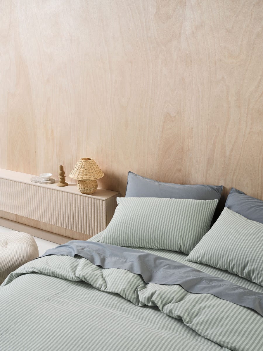 Linen House Quilt Cover LINEN HOUSE CLASSIC STRIPE | EUCALYPTUS QUILT COVER