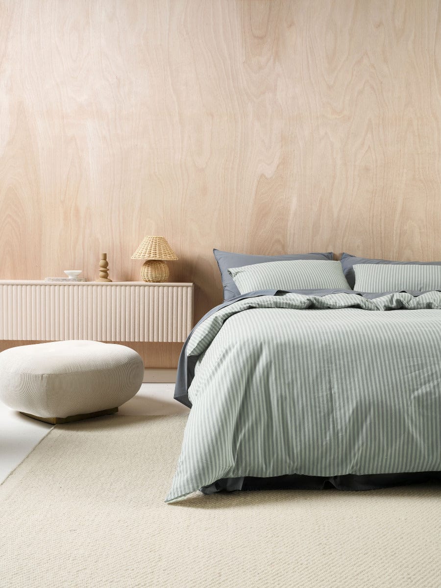 Linen House Quilt Cover LINEN HOUSE CLASSIC STRIPE | EUCALYPTUS QUILT COVER