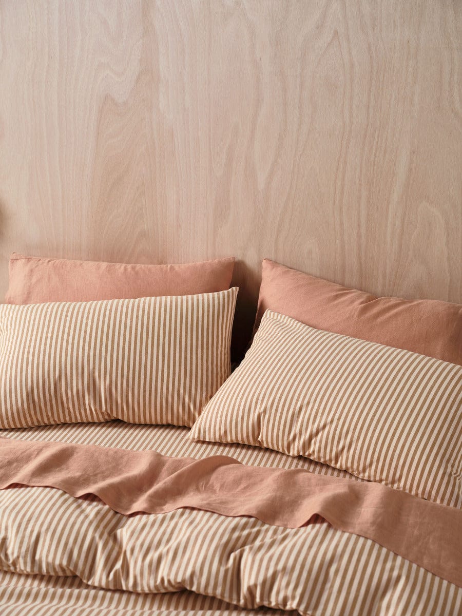 Linen House Quilt Cover LINEN HOUSE CLASSIC STRIPE | NUTMEG QUILT COVER