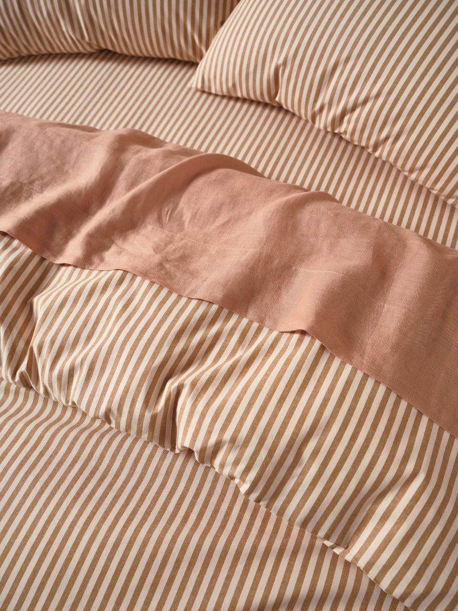 Linen House Quilt Cover LINEN HOUSE CLASSIC STRIPE | NUTMEG QUILT COVER