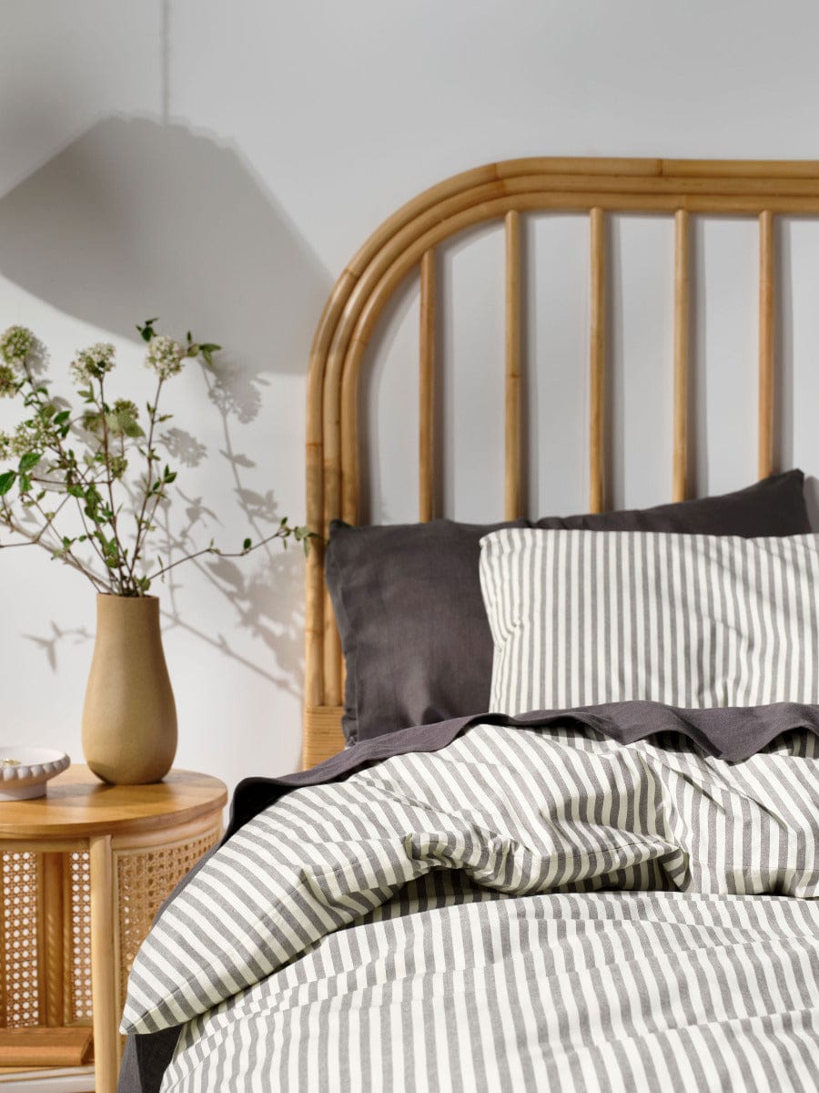 Linen House Quilt Cover LINEN HOUSE CLASSIC STRIPE QUILT COVER SET - CHARCOAL