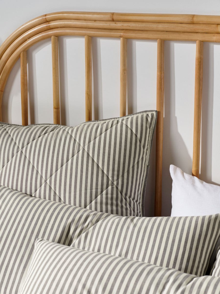 Linen House Quilt Cover LINEN HOUSE CLASSIC STRIPE QUILT COVER SET - CHARCOAL