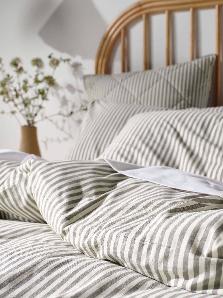 Linen House Quilt Cover LINEN HOUSE CLASSIC STRIPE QUILT COVER SET - CHARCOAL