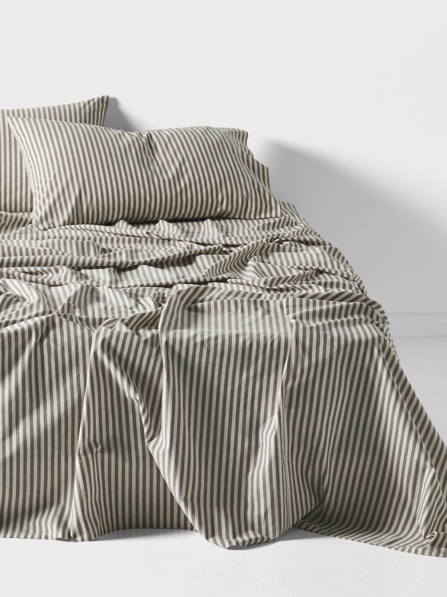 Linen House Quilt Cover LINEN HOUSE CLASSIC STRIPE QUILT COVER SET - CHARCOAL