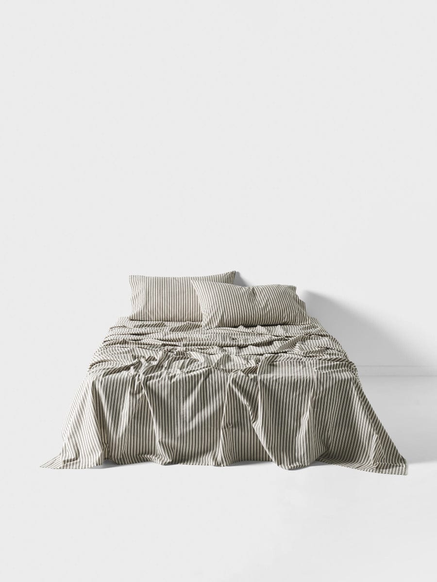 Linen House Quilt Cover LINEN HOUSE CLASSIC STRIPE QUILT COVER SET - CHARCOAL