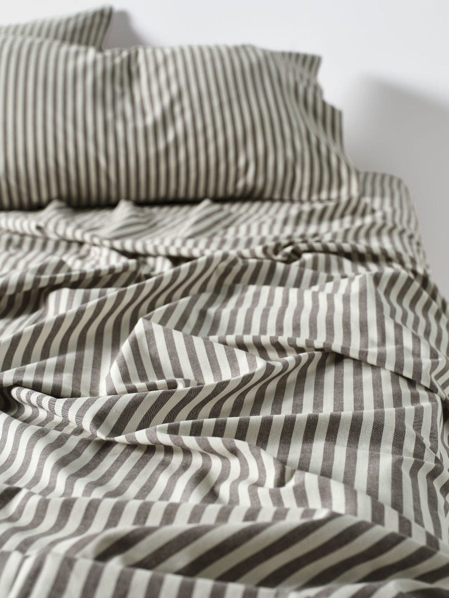 Linen House Quilt Cover LINEN HOUSE CLASSIC STRIPE QUILT COVER SET - CHARCOAL
