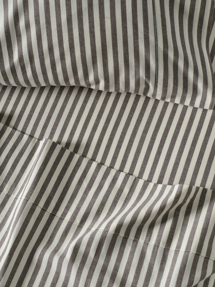 Linen House Quilt Cover LINEN HOUSE CLASSIC STRIPE QUILT COVER SET - CHARCOAL