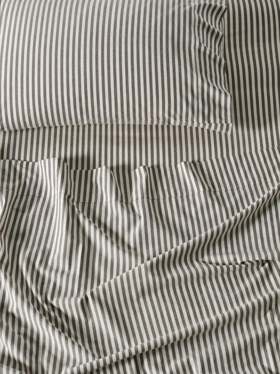 Linen House Quilt Cover LINEN HOUSE CLASSIC STRIPE QUILT COVER SET - CHARCOAL