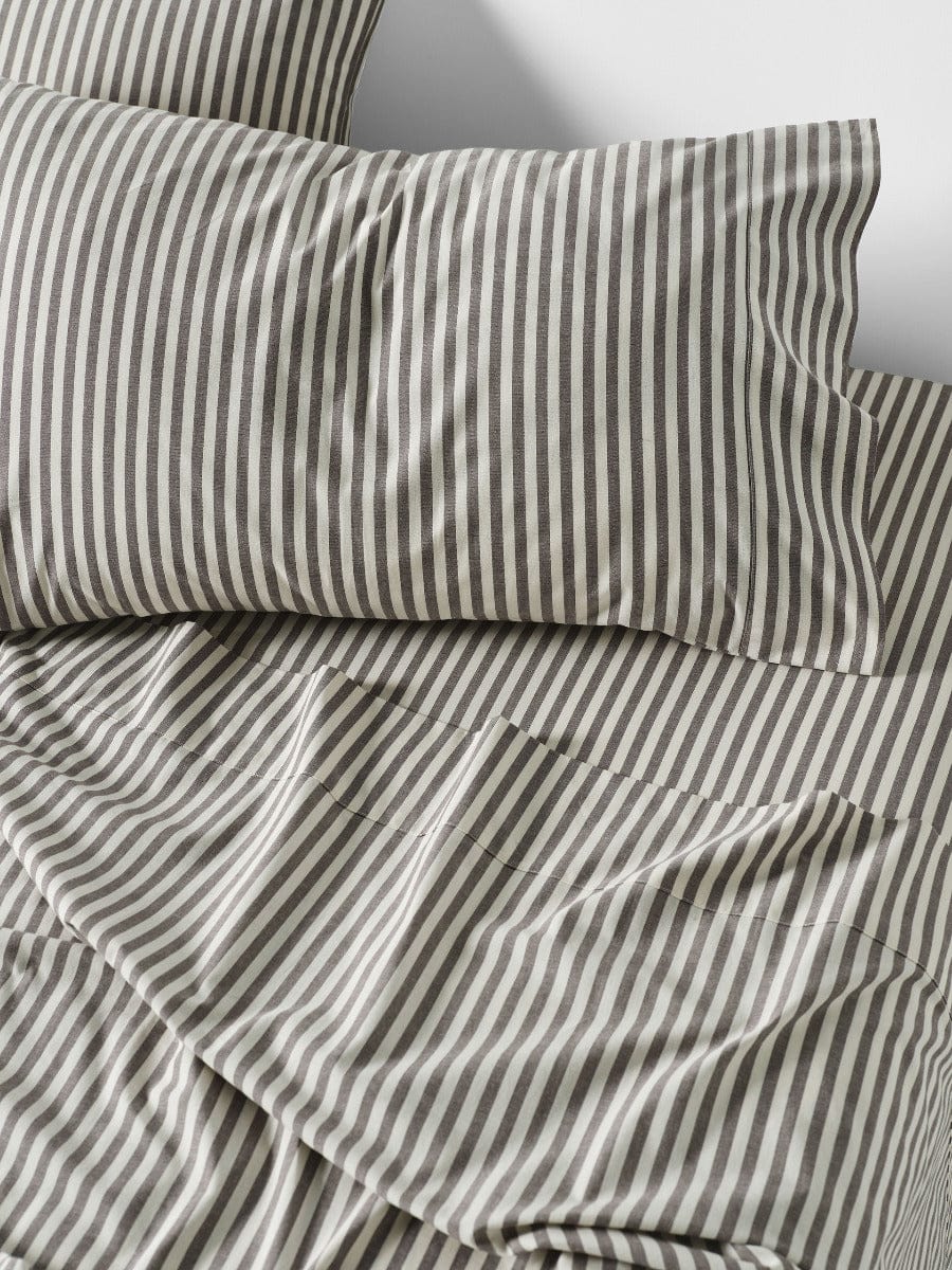 Linen House Quilt Cover LINEN HOUSE CLASSIC STRIPE QUILT COVER SET - CHARCOAL