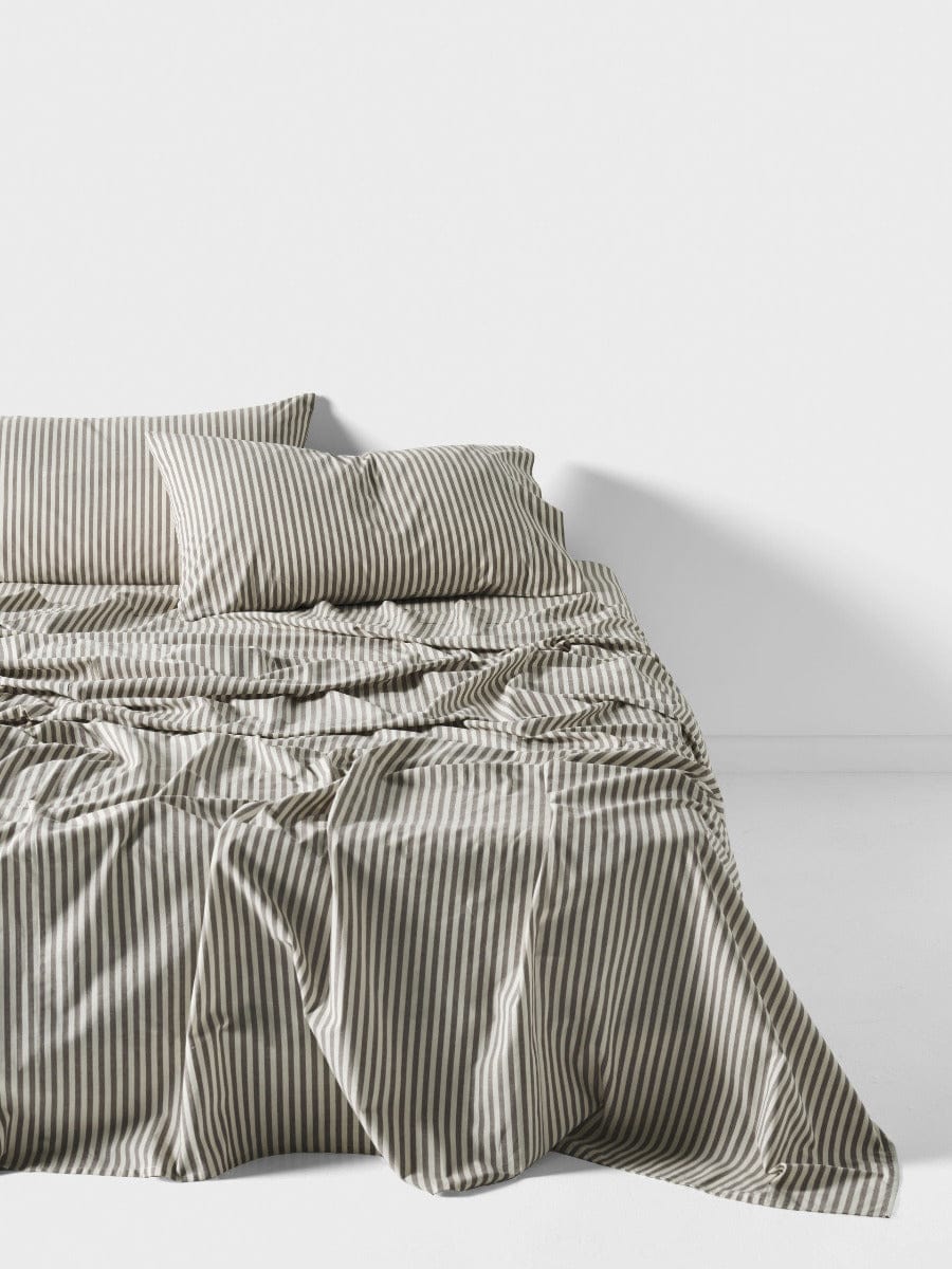 Linen House Quilt Cover LINEN HOUSE CLASSIC STRIPE QUILT COVER SET - CHARCOAL