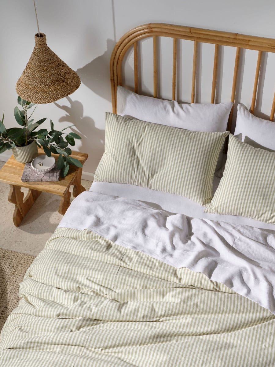 Linen House Quilt Cover LINEN HOUSE CLASSIC STRIPE QUILT COVER SET - PEBBLE