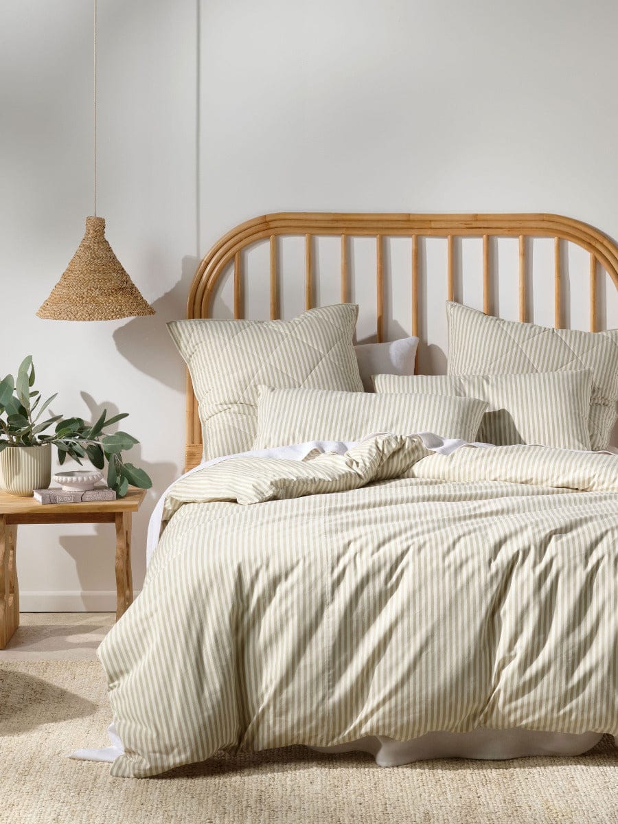 Linen House Quilt Cover LINEN HOUSE CLASSIC STRIPE QUILT COVER SET - PEBBLE