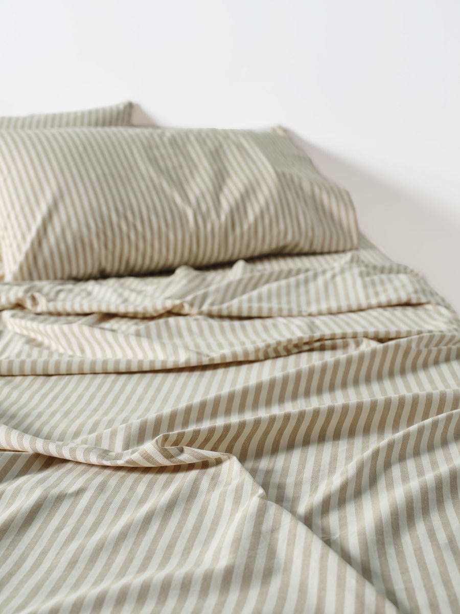 Linen House Quilt Cover LINEN HOUSE CLASSIC STRIPE QUILT COVER SET - PEBBLE