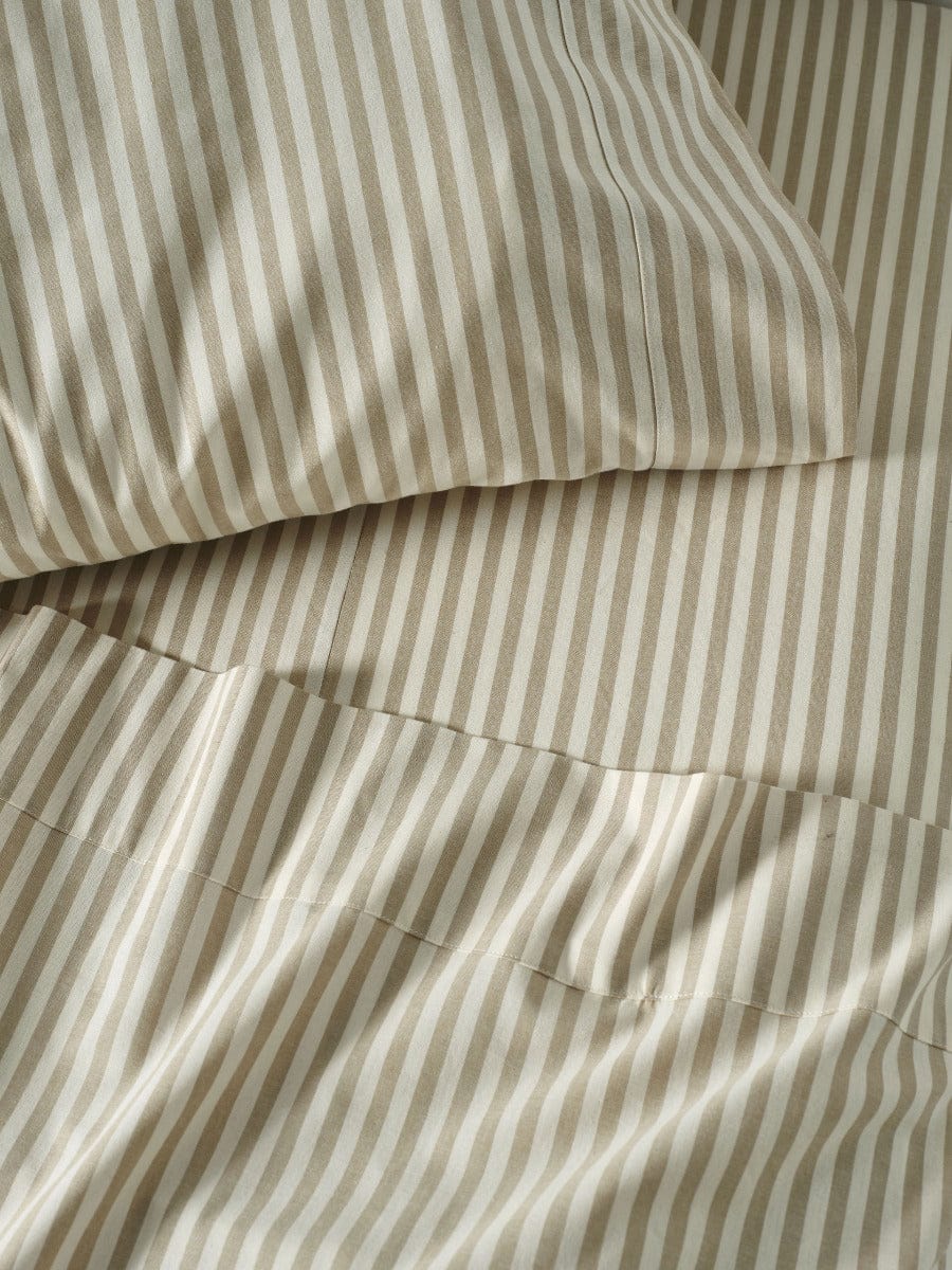 Linen House Quilt Cover LINEN HOUSE CLASSIC STRIPE QUILT COVER SET - PEBBLE
