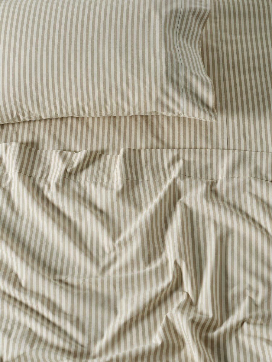Linen House Quilt Cover LINEN HOUSE CLASSIC STRIPE QUILT COVER SET - PEBBLE