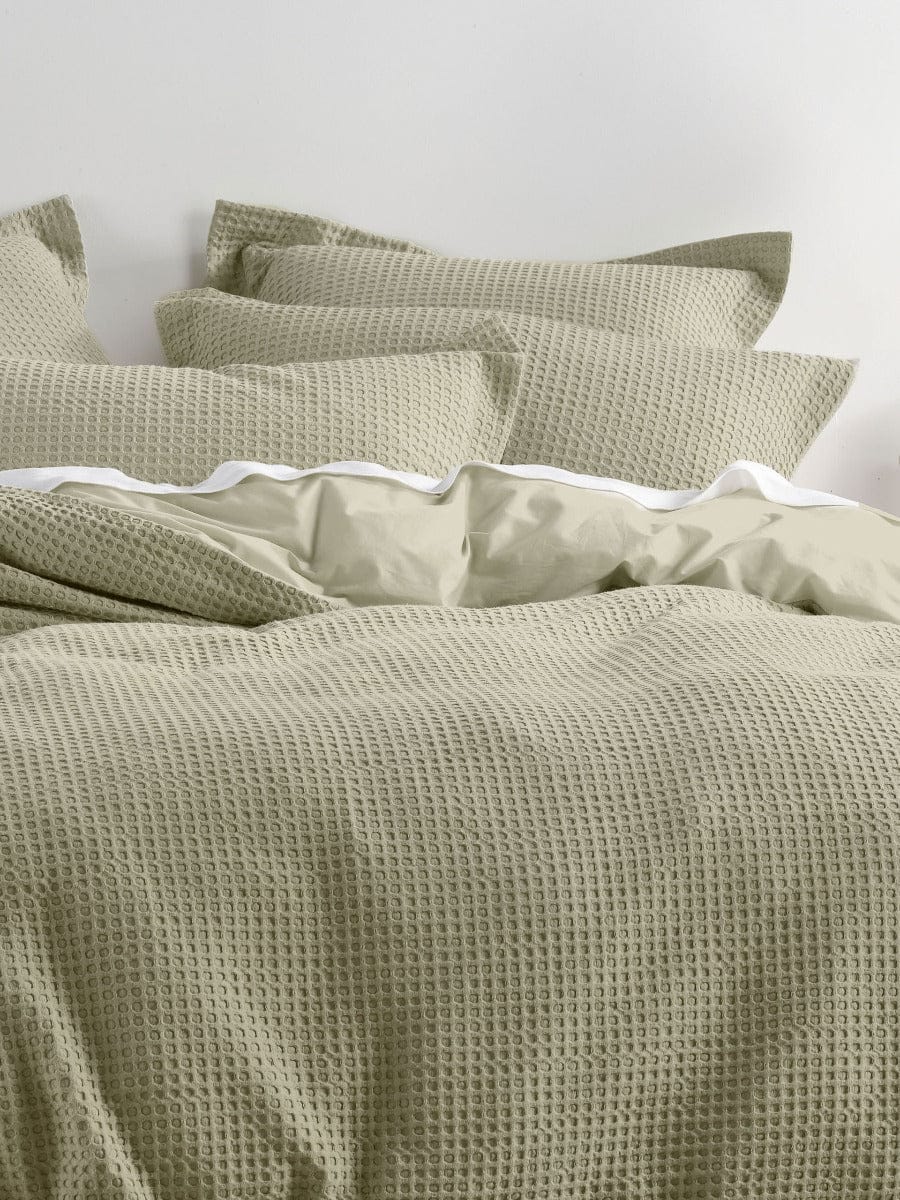 Linen House Quilt Cover LINEN HOUSE DELUXE WAFFLE QUILT COVER SET - EUCALYPTUS