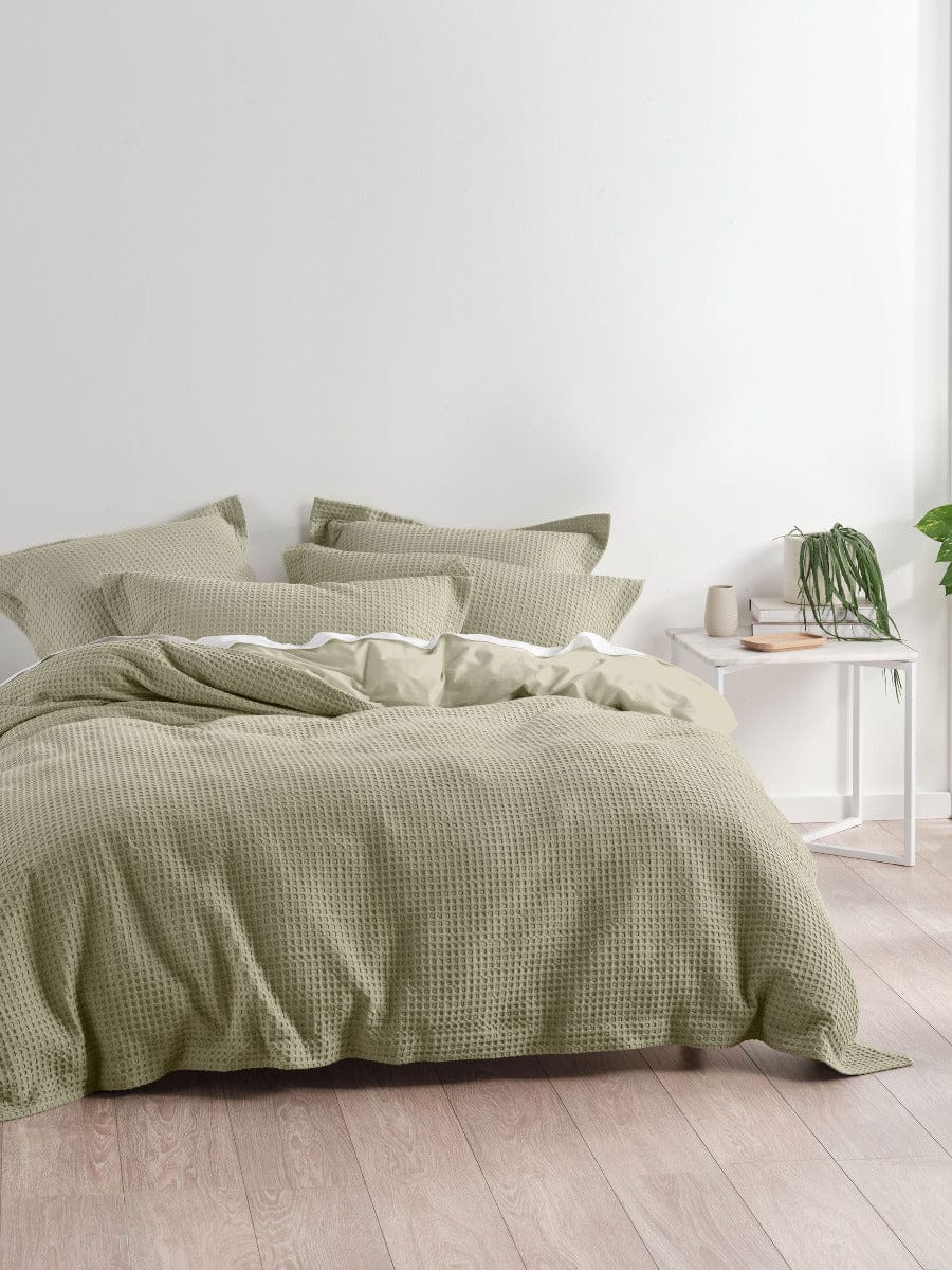 Linen House Quilt Cover LINEN HOUSE DELUXE WAFFLE QUILT COVER SET - EUCALYPTUS