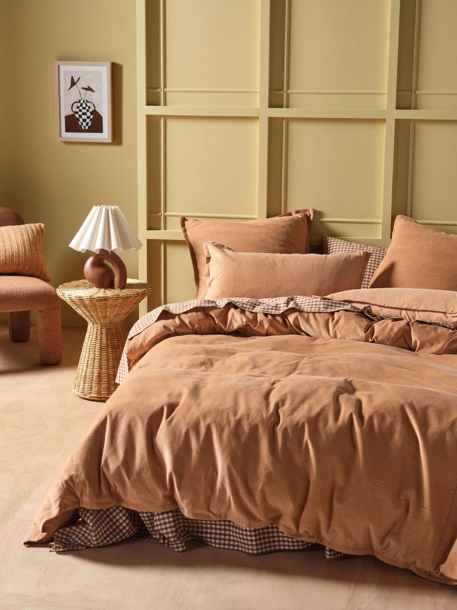 Linen House Quilt Cover LINEN HOUSE DEN CARAMEL QUILT COVER SET