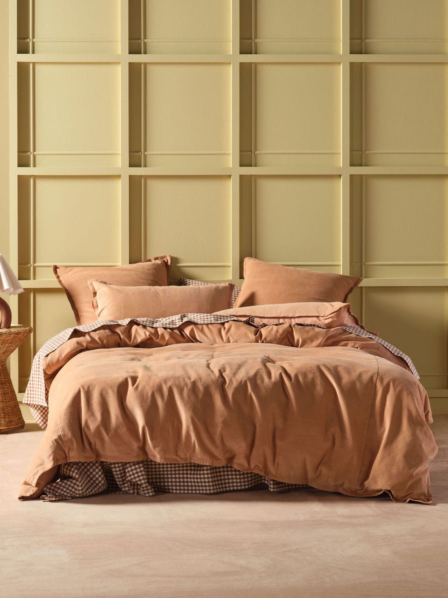 Linen House Quilt Cover LINEN HOUSE DEN CARAMEL QUILT COVER SET