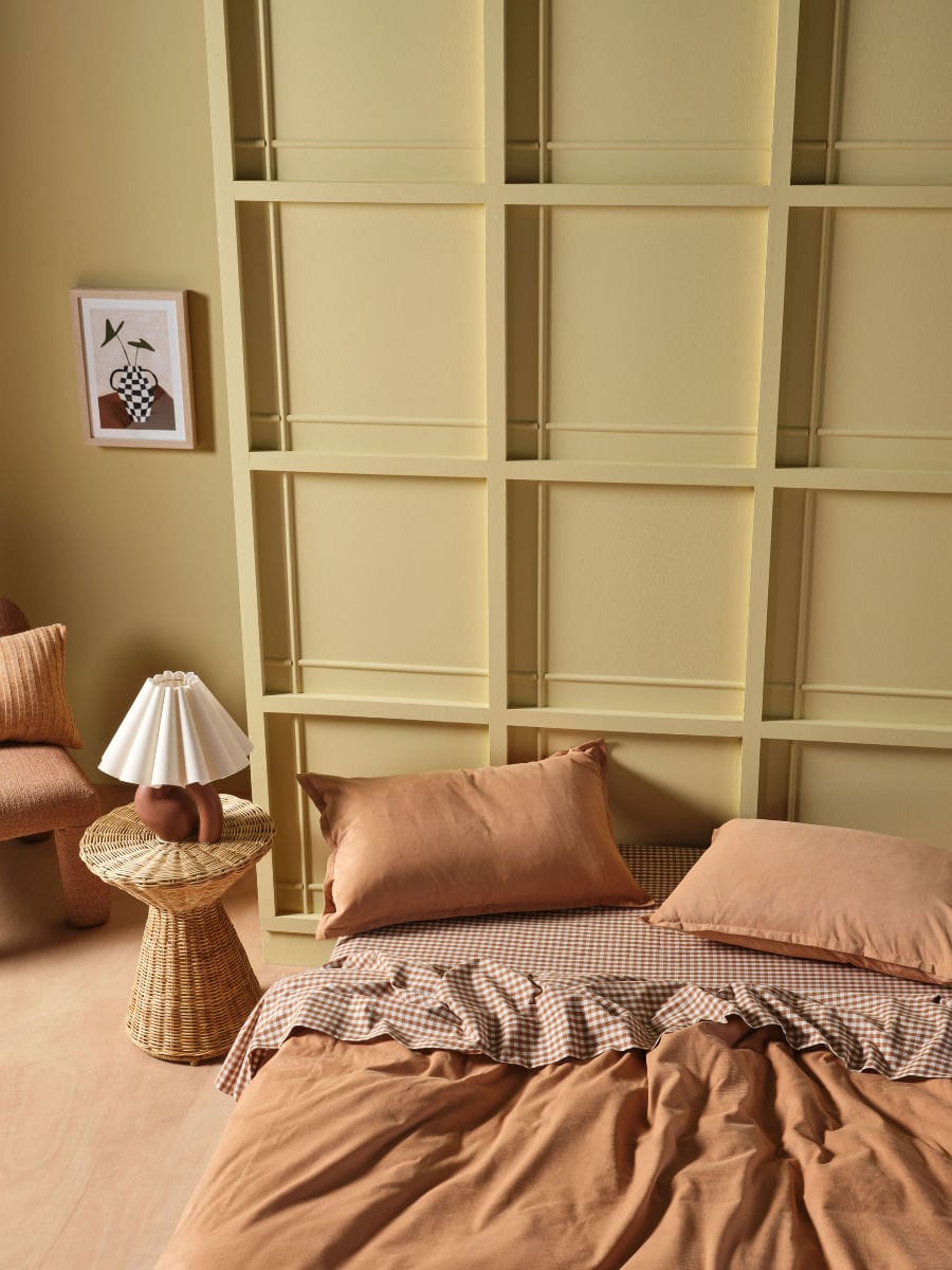 Linen House Quilt Cover LINEN HOUSE DEN CARAMEL QUILT COVER SET