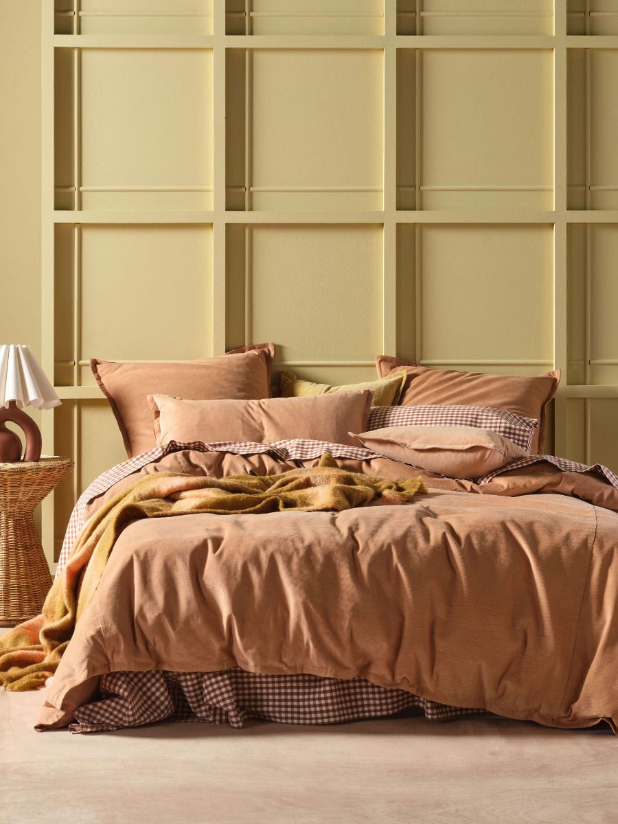 Linen House Quilt Cover LINEN HOUSE DEN CARAMEL QUILT COVER SET