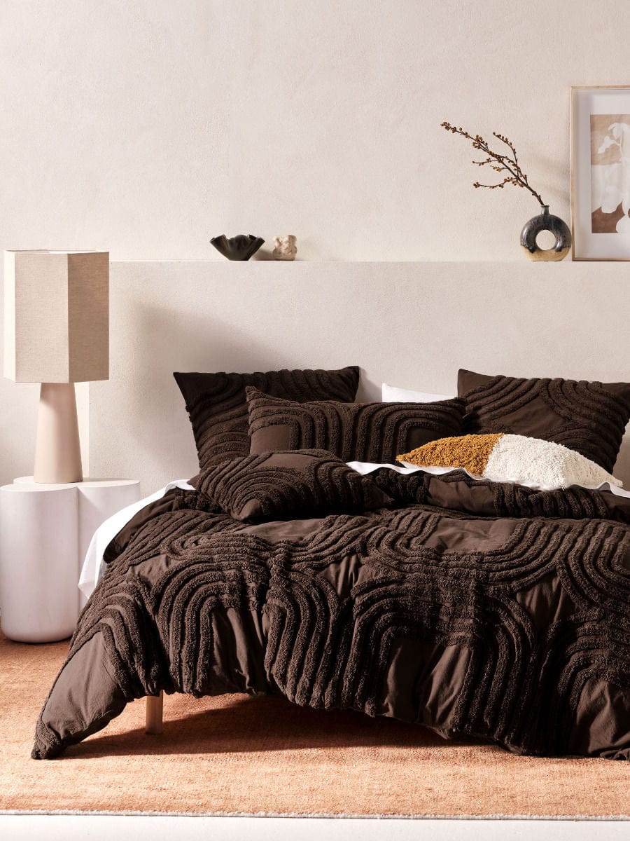 Linen House Quilt Cover LINEN HOUSE FARRAH CACAO QUILT COVER SET