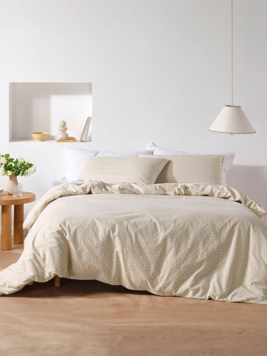 Linen House Quilt Cover LINEN HOUSE FLANNELETTE QUILT COVER SET - TYRA TAUPE