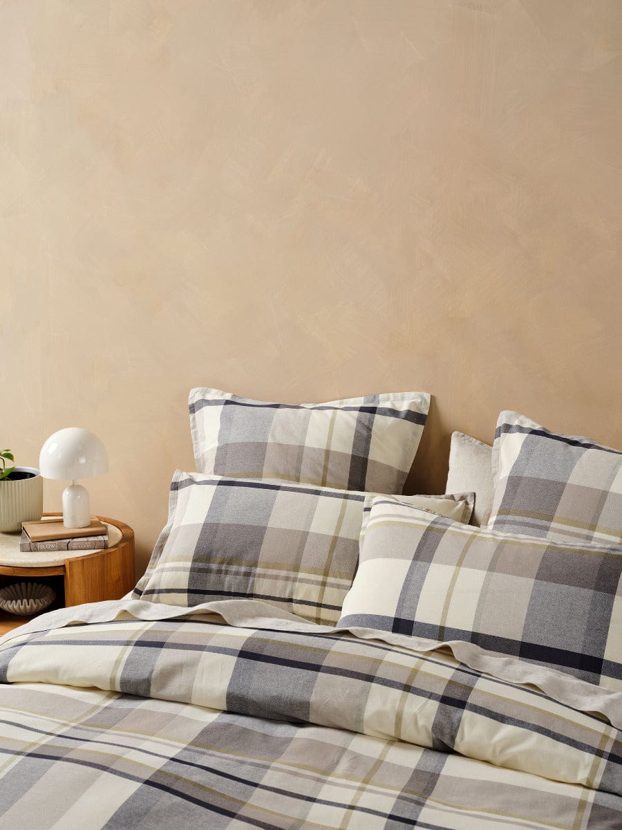 Linen House Quilt Cover LINEN HOUSE LENNON | STONE QUILT COVER